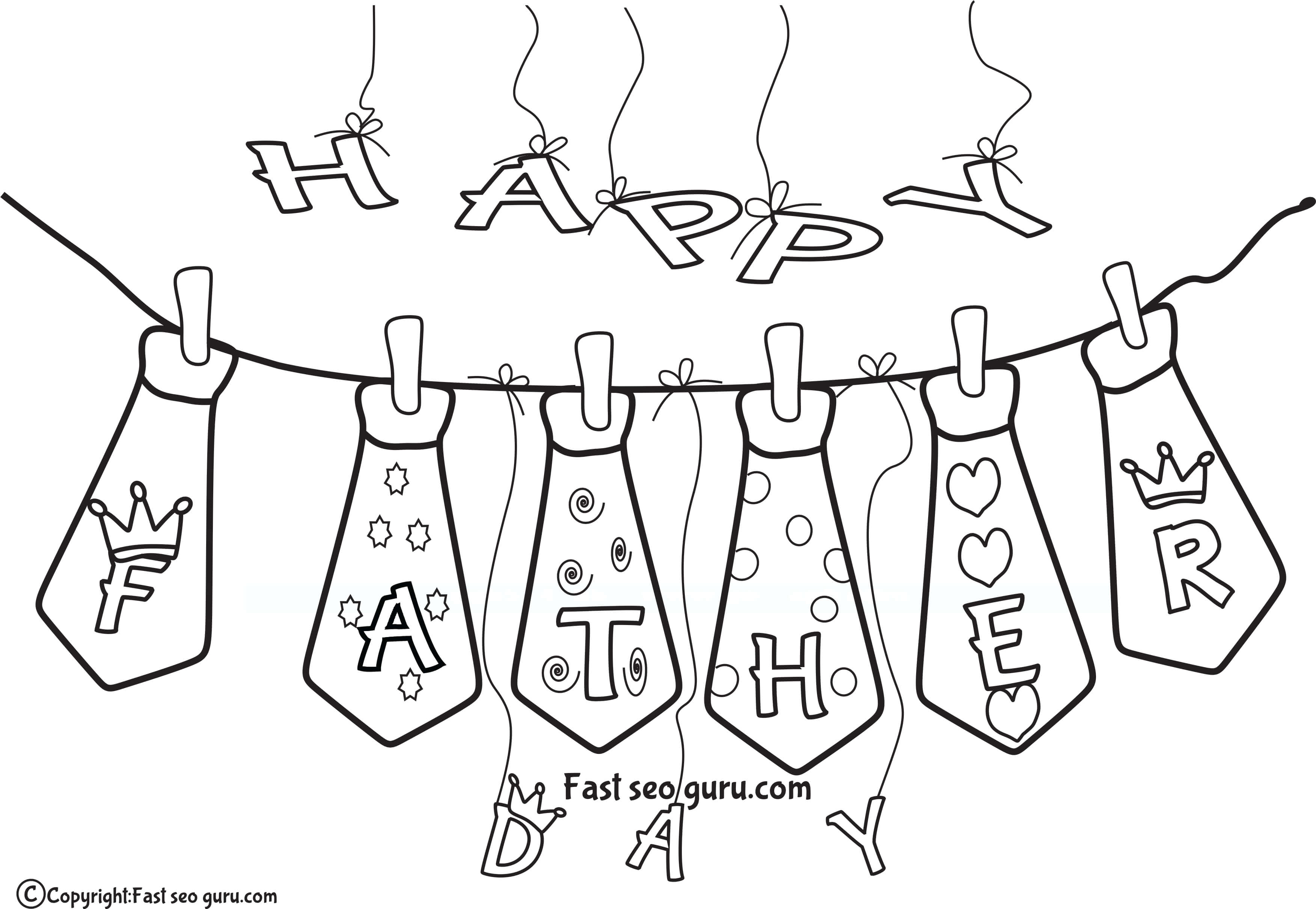 Print out father day ties coloring pages for kids
